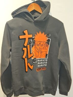 Men's Crewneck Sweatshirt - Dark Gray with Orange Naruto Graphic